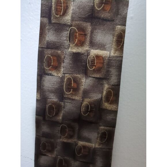 Vintage Siena Collezione All Silk Men's Neck Tie Gray Brow Geometric Made in USA - Picture 2 of 6